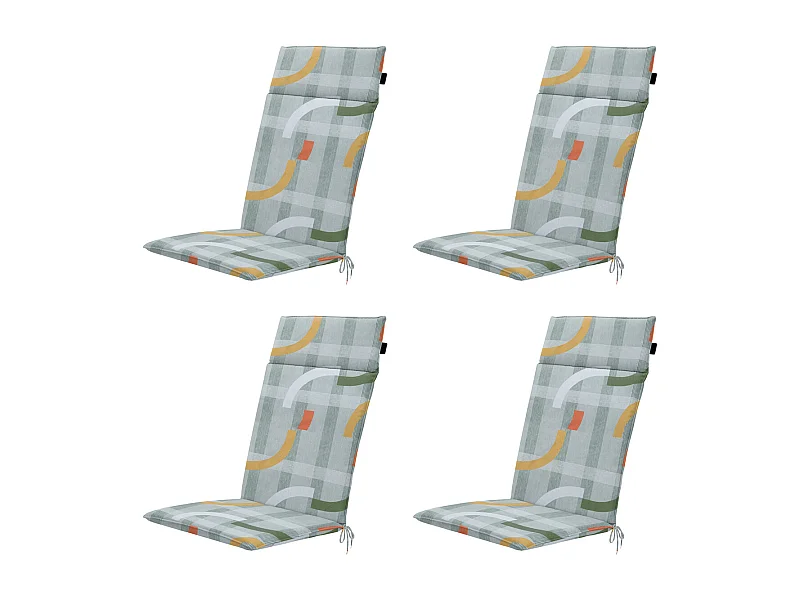 Tuinstoelkussen Hoge Rug Tess orange - Ca. 120x50 cm - Set van 4