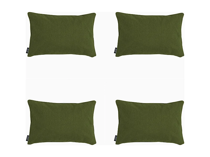 Coussin décoratif en toile éco+ vert mousse - Dimensions approximatives : 30 x 50 cm - Lot de 4