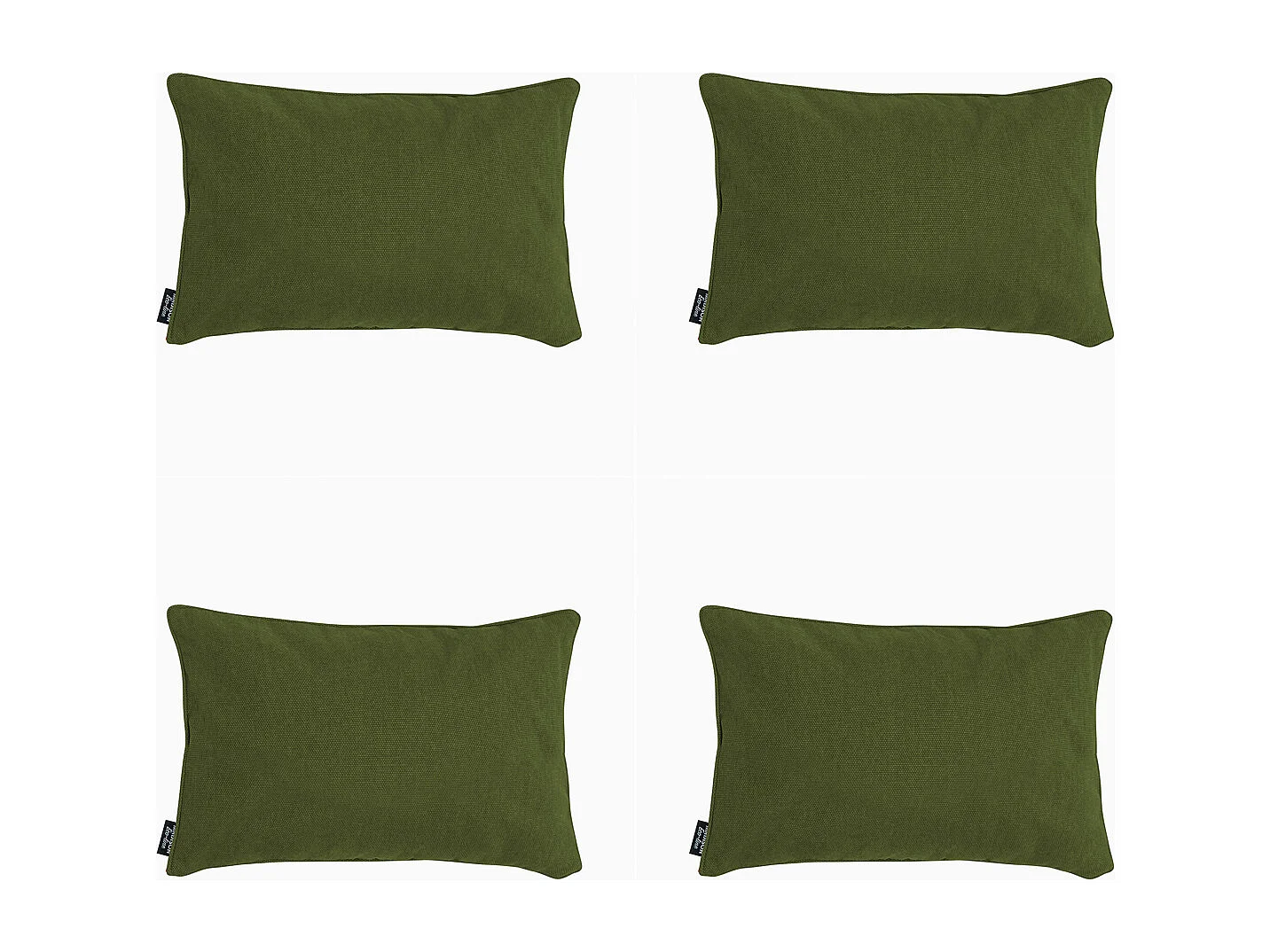 Coussin décoratif en toile éco+ vert mousse - Dimensions approximatives : 30 x 50 cm - Lot de 4