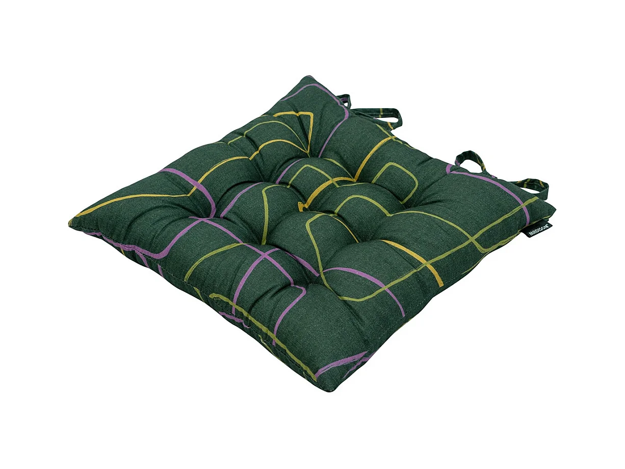 Coussin d'assise Toscane Joah vert - Env. 46x46 cm - Lot de 4