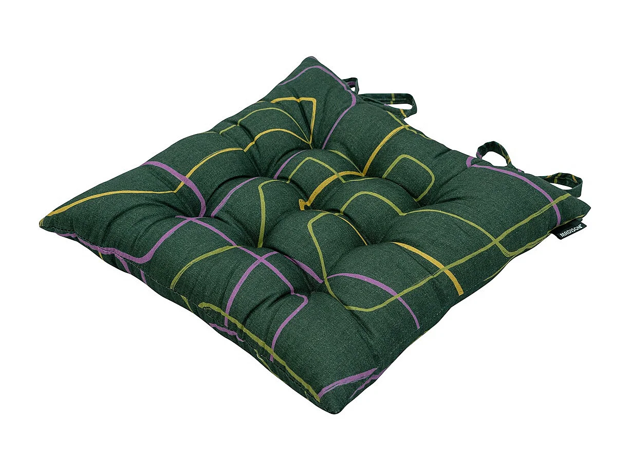 Coussin d'assise Toscane Joah vert - Env. 46x46 cm - Lot de 4