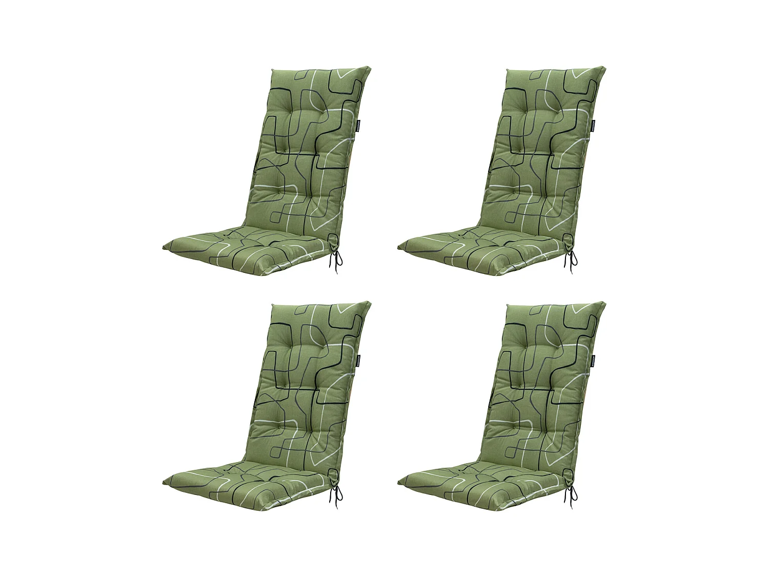 Coussin de chaise de jardin dossier haut Joah sauge - Environ 123 x 50 cm - Lot de 4