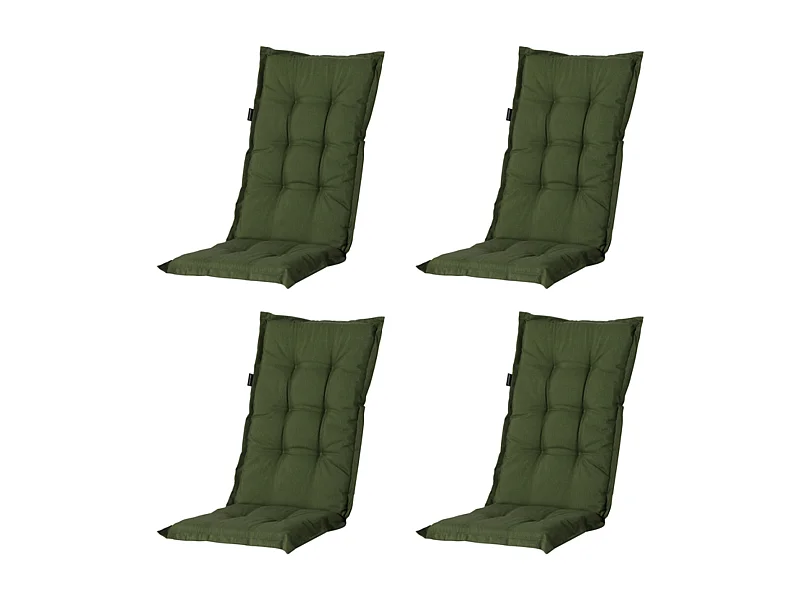 Coussin de chaise de jardin haut dossier Panama vert - Environ 123 x 50 cm - Lot de 4