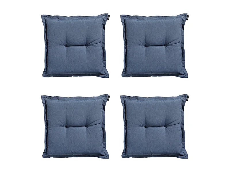 Coussin d'assise Panama bleu saphir - Environ 50 x 50 cm - Lot de 4