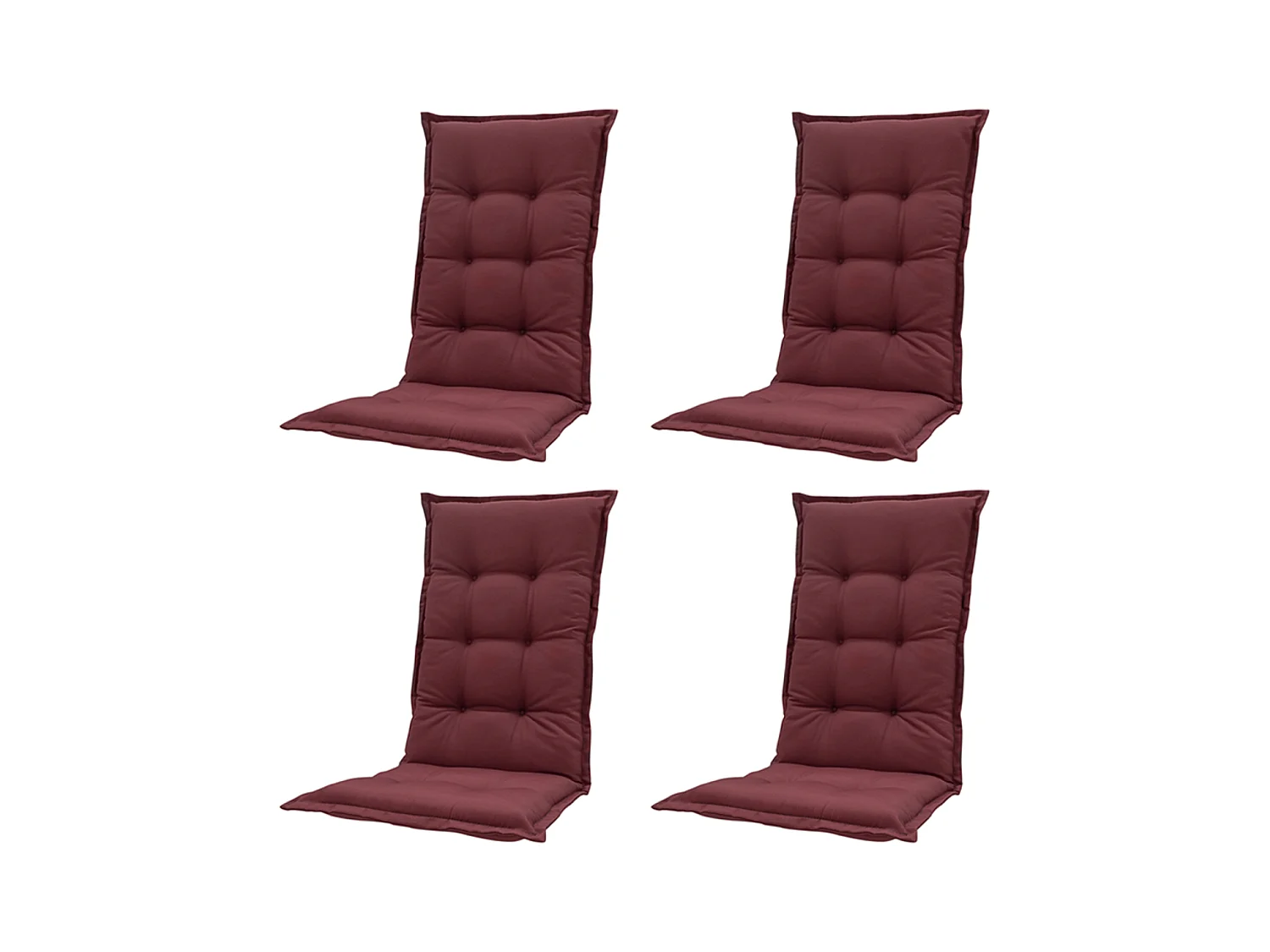 Coussin de chaise de jardin dossier bas Panama bordeaux - Environ 105 x 50 cm - Lot de 4