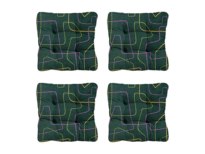 Coussin d'assise Florance Joah vert - Env. 47x47 cm - Lot de 4
