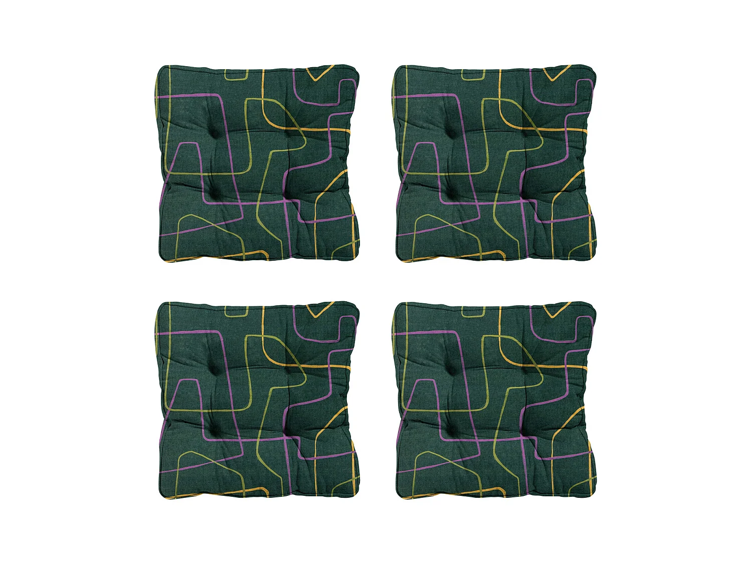 Coussin d'assise Florance Joah vert - Env. 47x47 cm - Lot de 4