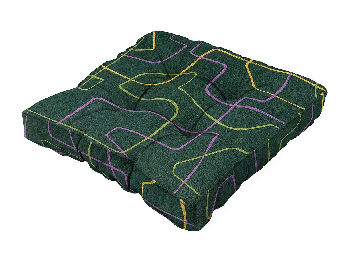 Coussin d'assise Florance Joah vert - Env. 47x47 cm - Lot de 4