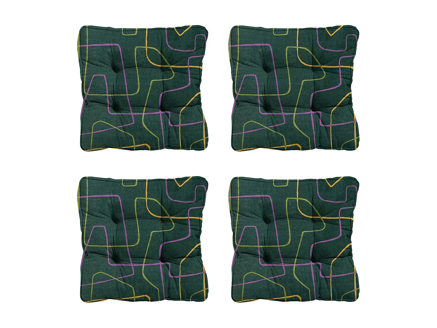 Coussin d'assise Florance Joah vert - Env. 47x47 cm - Lot de 4