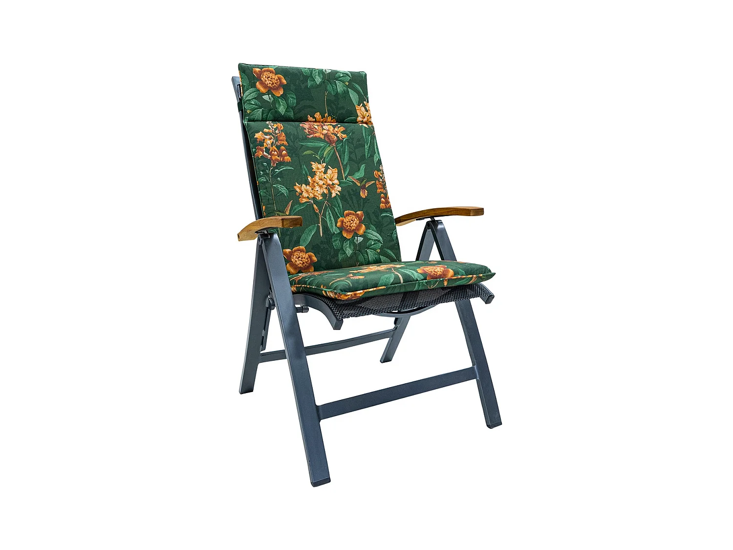 Coussin de chaise de jardin haut dossier Lua vert - Environ 120 x 50 cm - Lot de 4