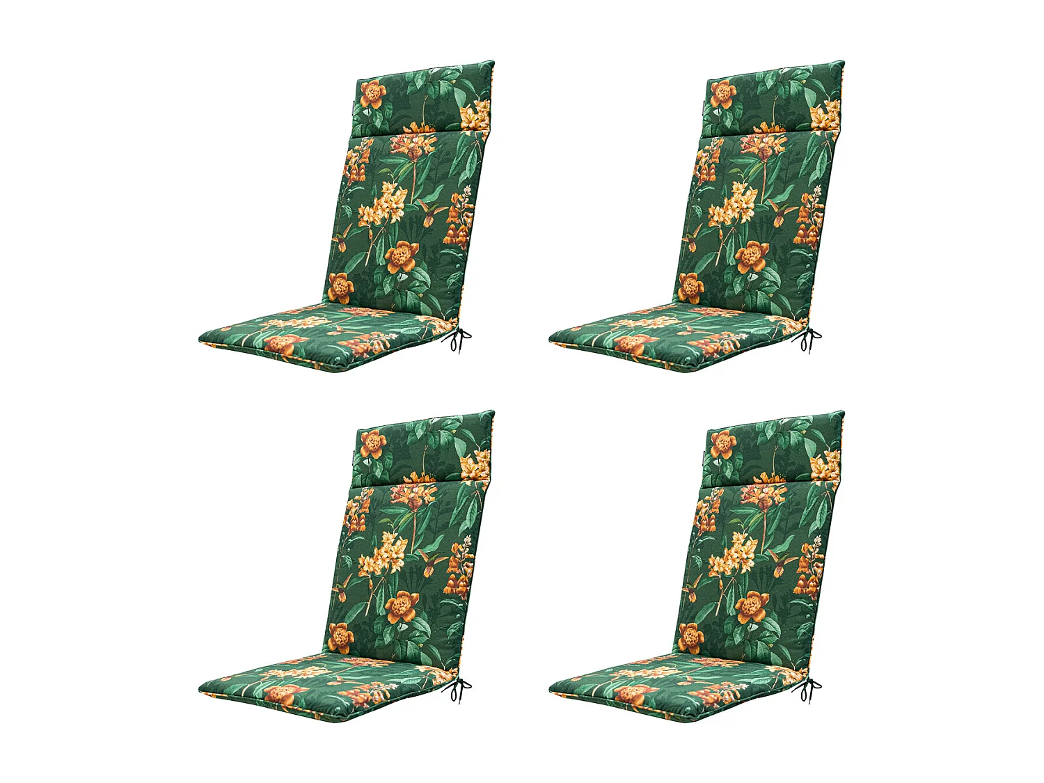 Coussin de chaise de jardin haut dossier Lua vert - Environ 120 x 50 cm - Lot de 4