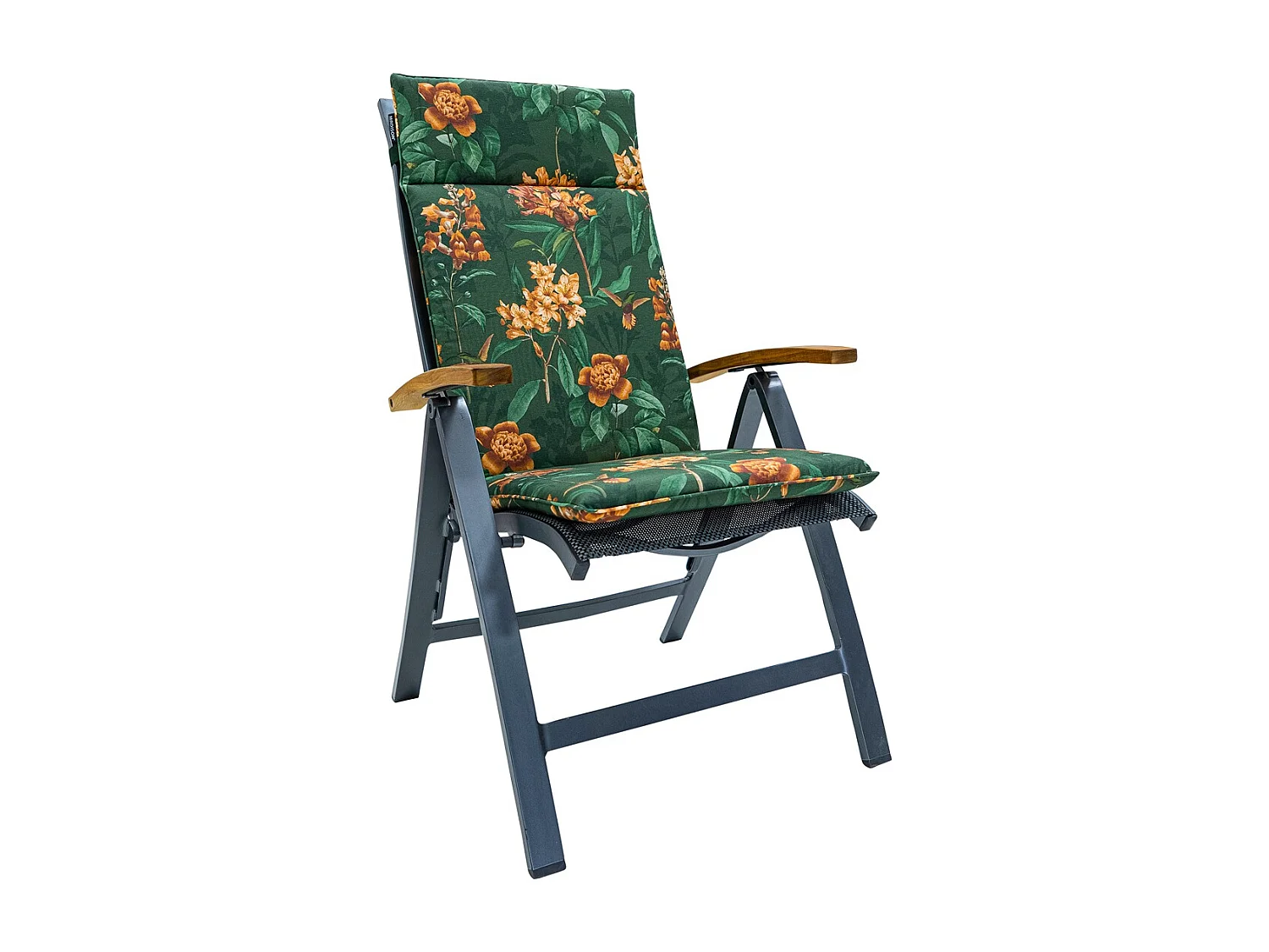 Coussin de chaise de jardin haut dossier Lua vert - Environ 120 x 50 cm - Lot de 4