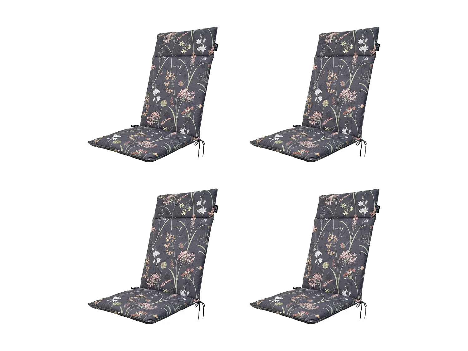Coussin de chaise de jardin haut dossier Donna gris toile éco+ - Environ 120 x 50 cm - Lot de 4