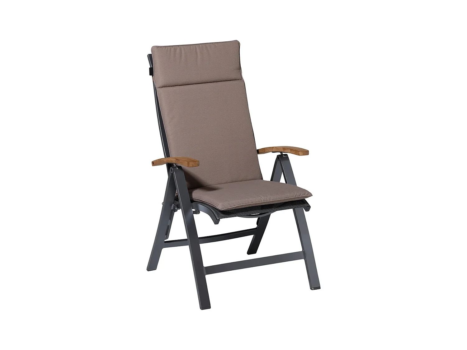 Coussin de chaise de jardin dossier haut Panama taupe - Environ 120 x 50 cm - Lot de 4