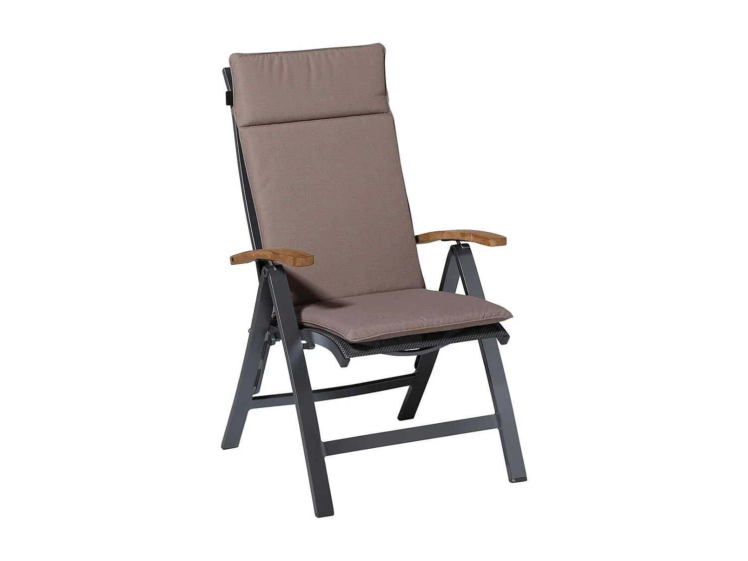 Coussin de chaise de jardin dossier haut Panama taupe - Environ 120 x 50 cm - Lot de 4