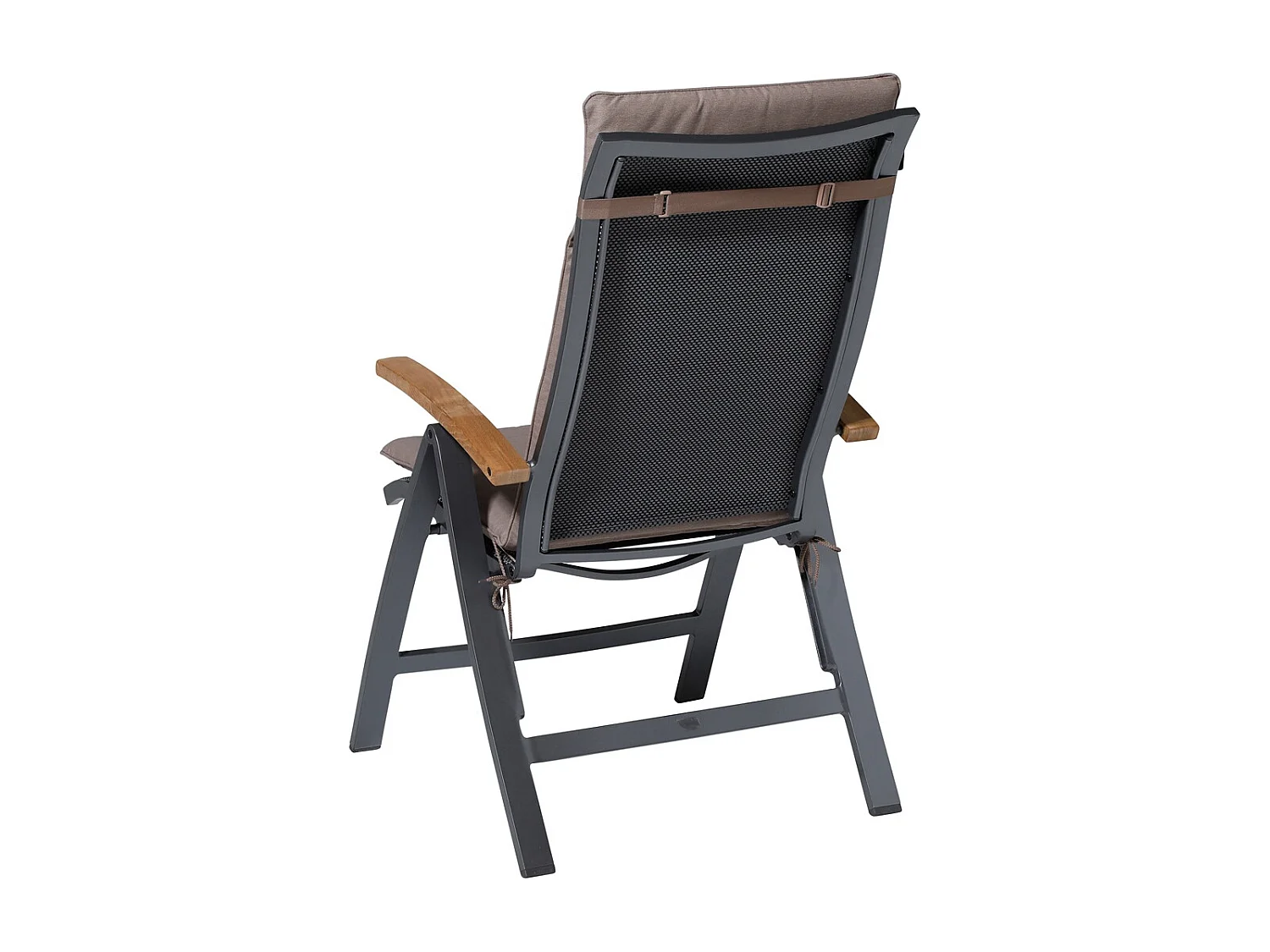 Coussin de chaise de jardin dossier haut Panama taupe - Environ 120 x 50 cm - Lot de 4