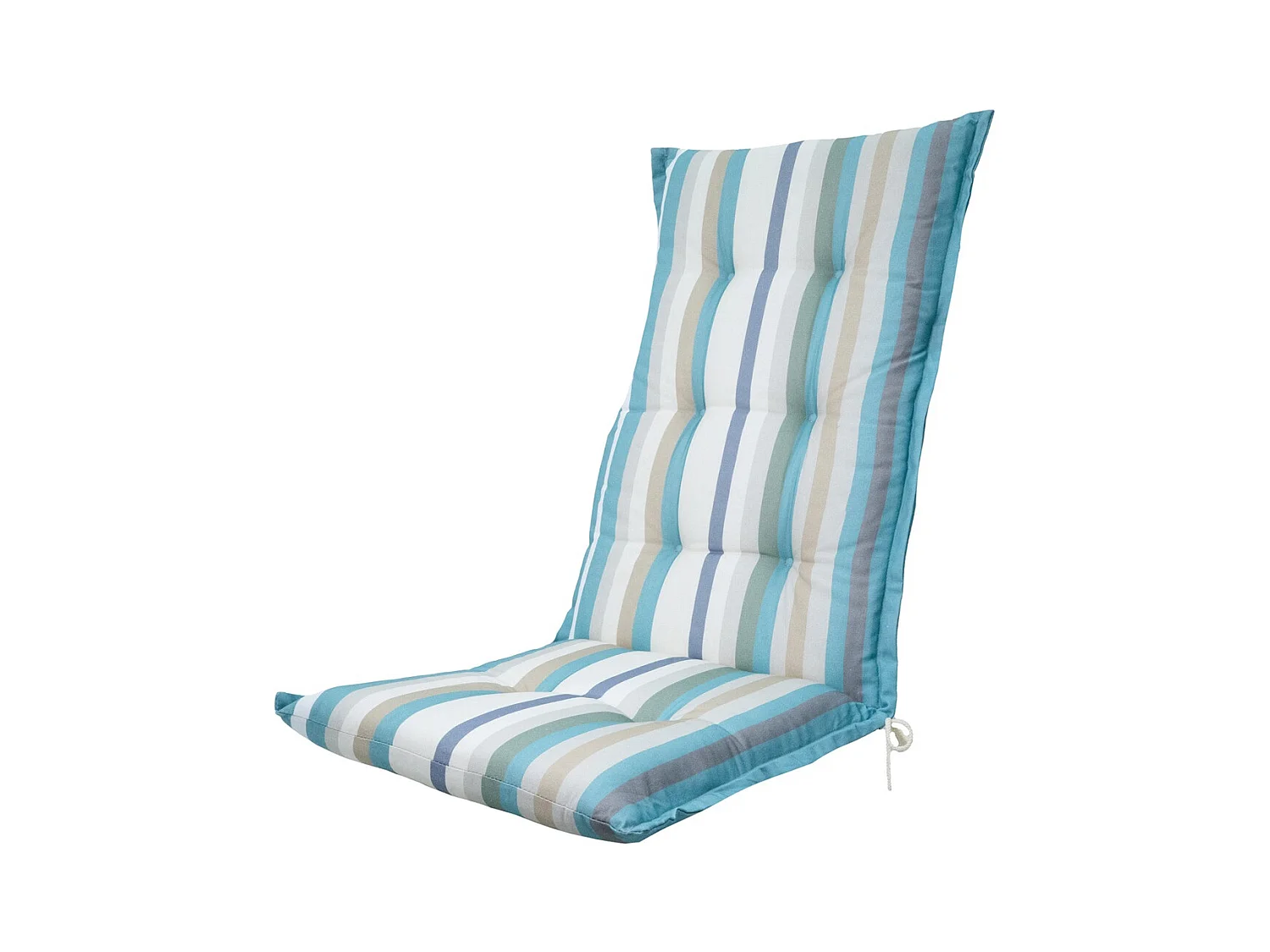 Coussin de chaise de jardin haut dossier droit azur - Env. 123 x 50 cm - Lot de 4