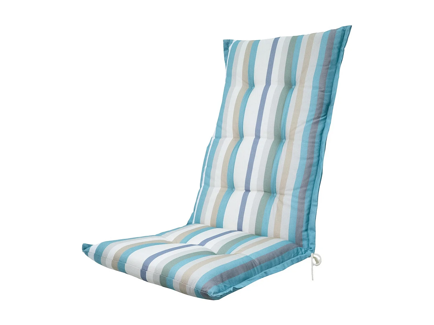 Coussin de chaise de jardin haut dossier droit azur - Env. 123 x 50 cm - Lot de 4