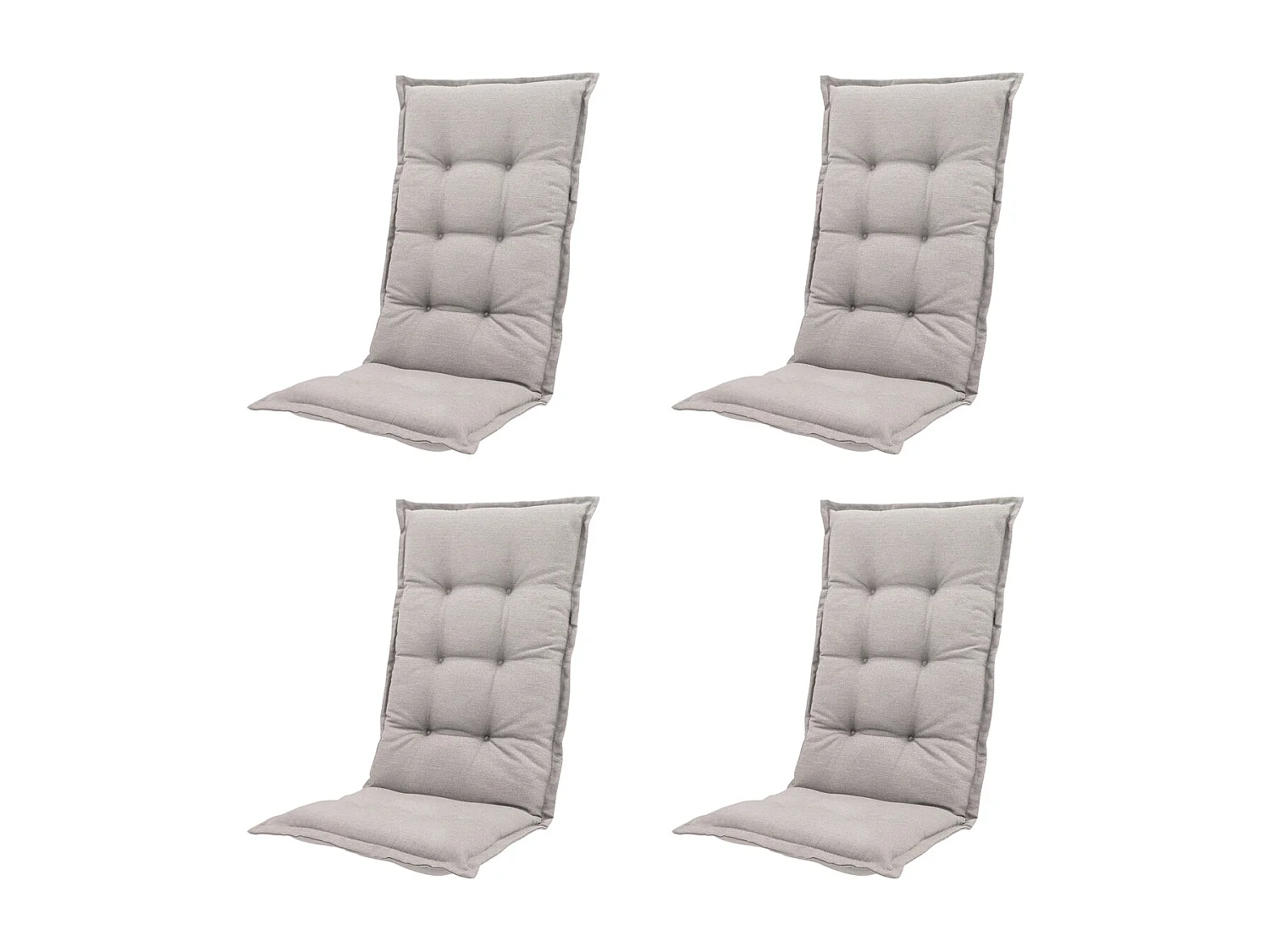 Coussin de chaise de jardin dossier haut Naples taupe - Environ 123 x 50 cm - Lot de 4