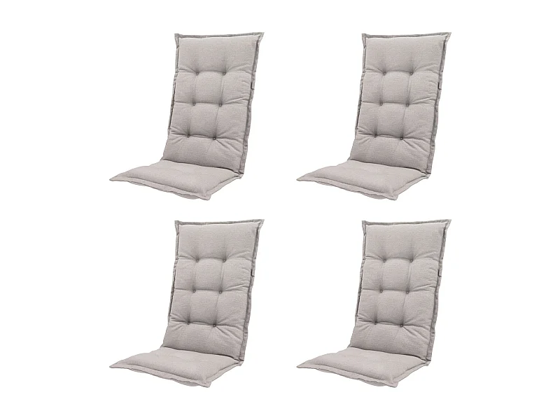 Coussin de chaise de jardin dossier haut Naples taupe - Environ 123 x 50 cm - Lot de 4