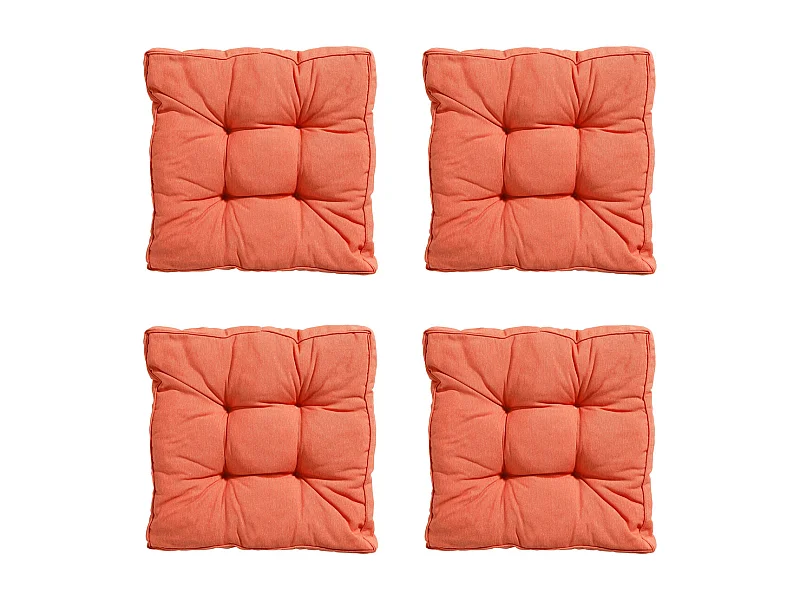 Coussin d'assise Florance Panama orange flamme - Env. 47x47 cm - Lot de 4