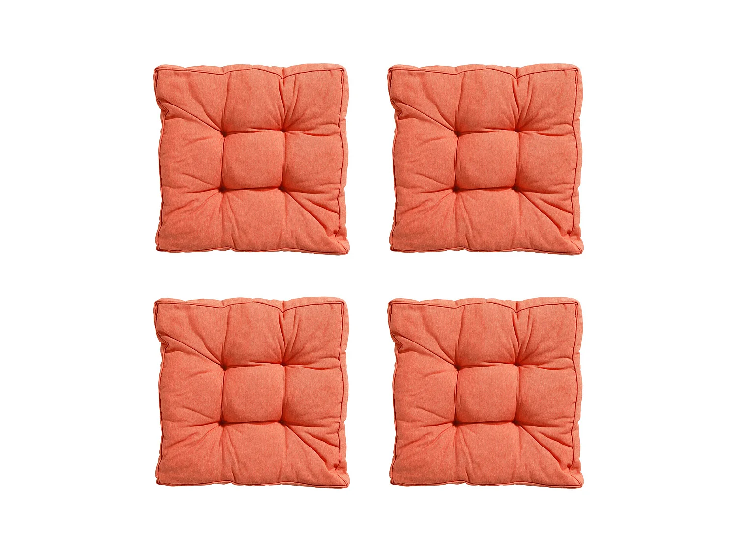 Coussin d'assise Florance Panama orange flamme - Env. 47x47 cm - Lot de 4