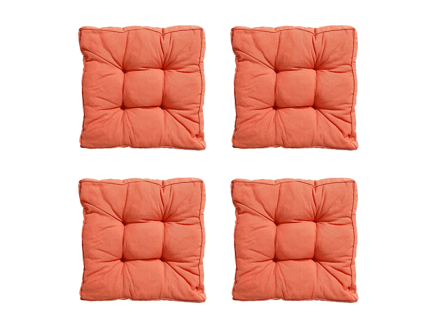 Coussin d'assise Florance Panama orange flamme - Env. 47x47 cm - Lot de 4