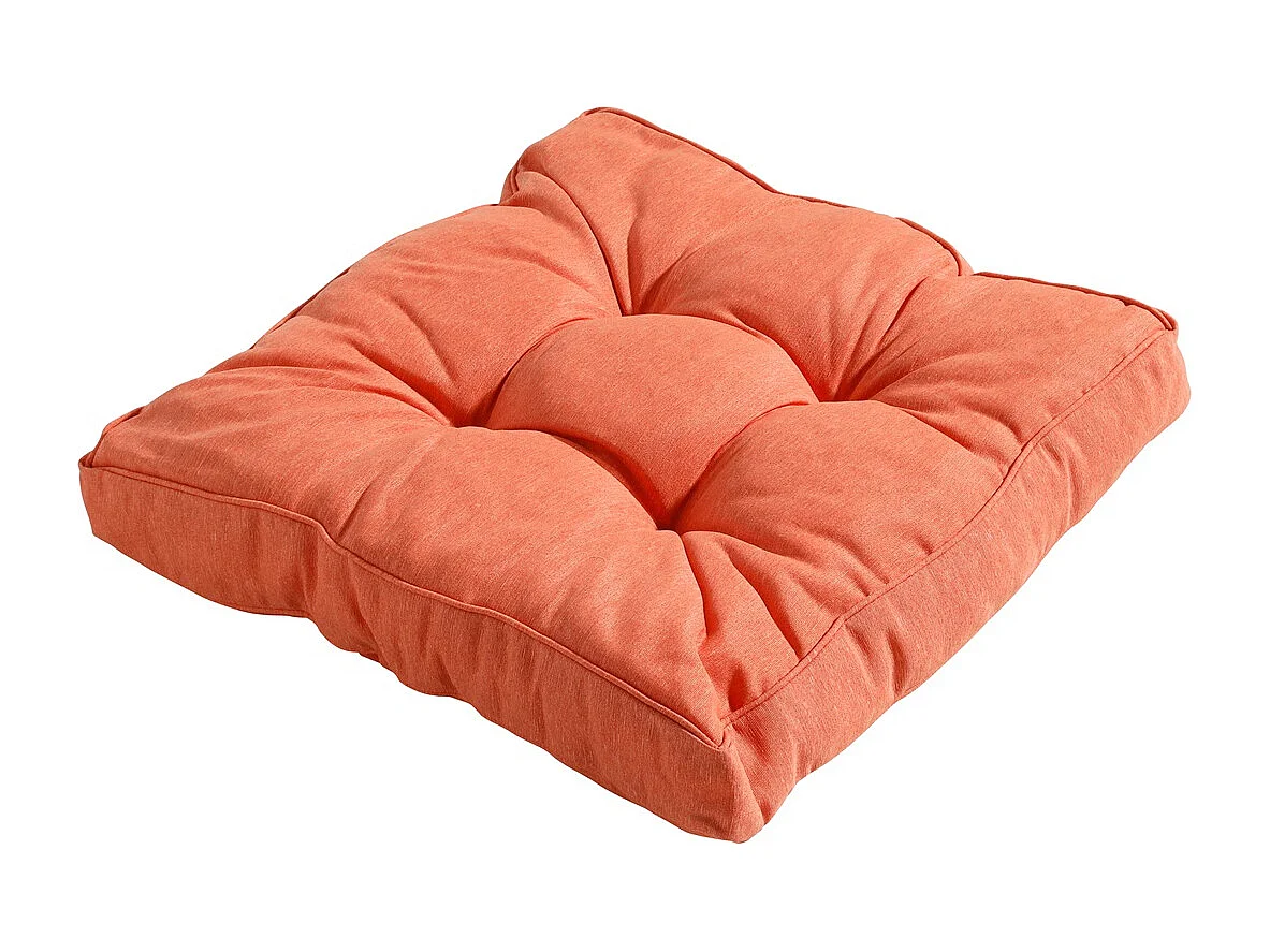 Coussin d'assise Florance Panama orange flamme - Env. 47x47 cm - Lot de 4