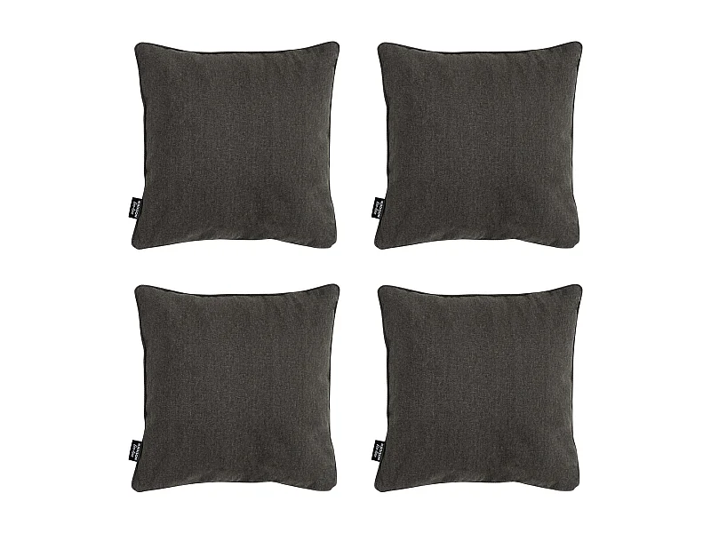 Coussin décoratif en toile éco+ gris foncé - Dimensions approximatives : 50 x 50 cm - Lot de 4