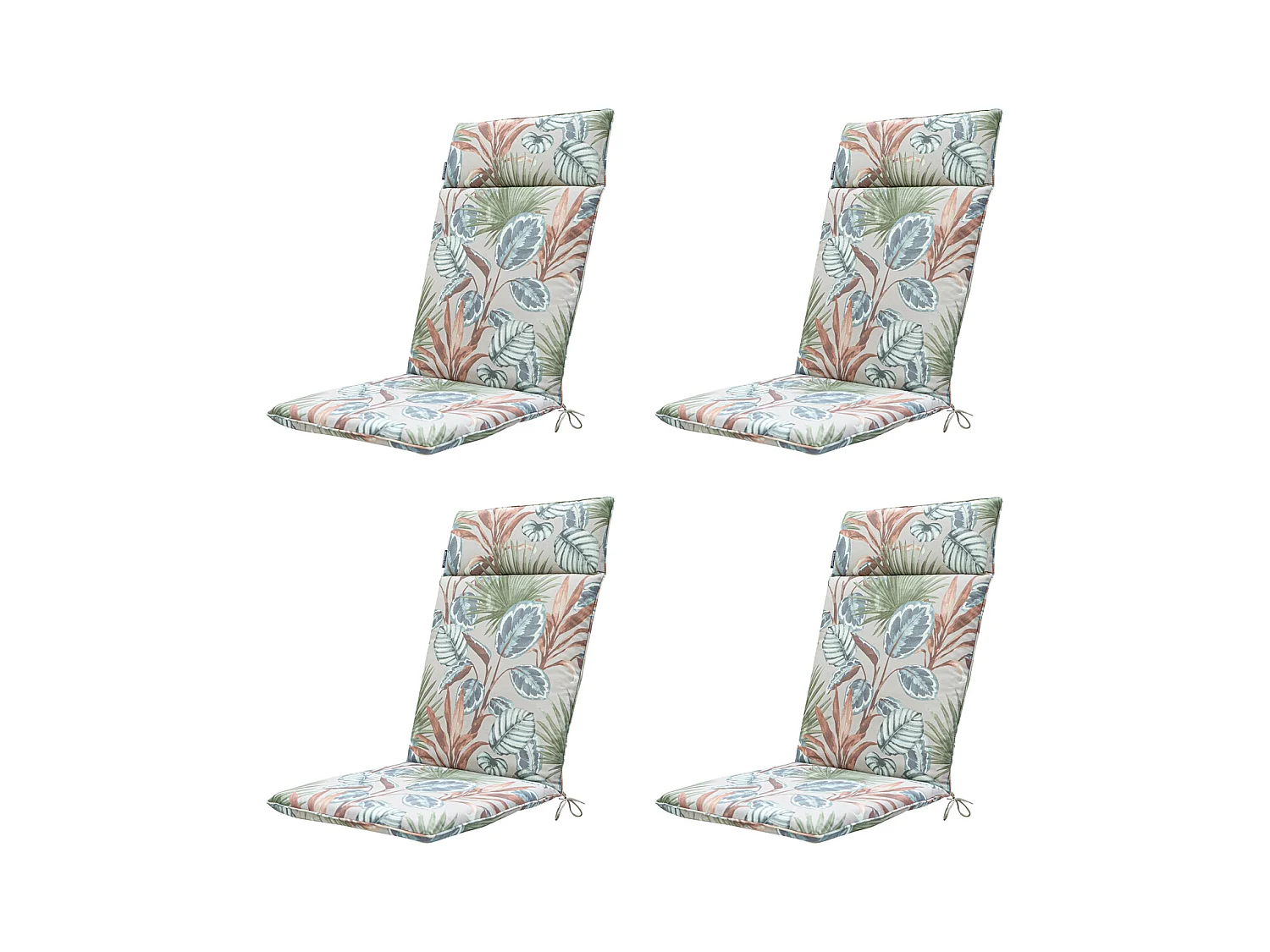 Coussin de chaise de jardin haut dossier Cala naturel - Environ 120 x 50 cm - Lot de 4