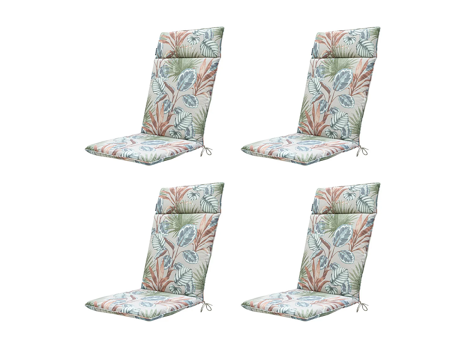 Coussin de chaise de jardin haut dossier Cala naturel - Environ 120 x 50 cm - Lot de 4