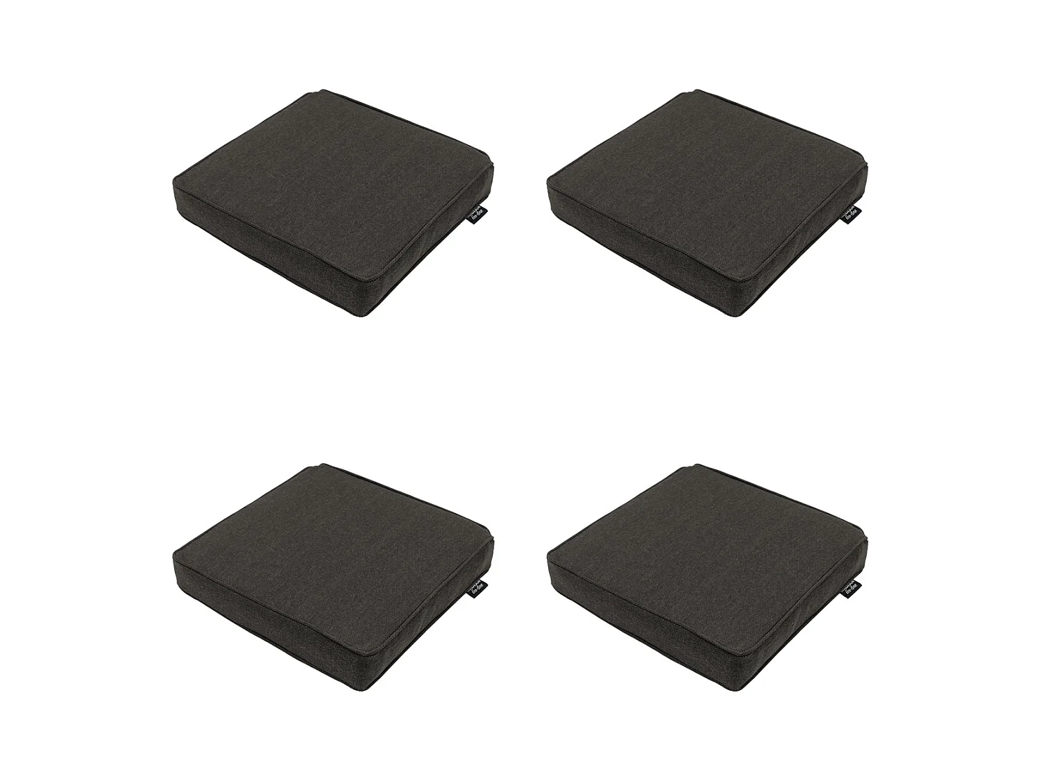 Coussin d'assise en toile éco+ gris foncé - Environ 40 x 40 cm - Lot de 4