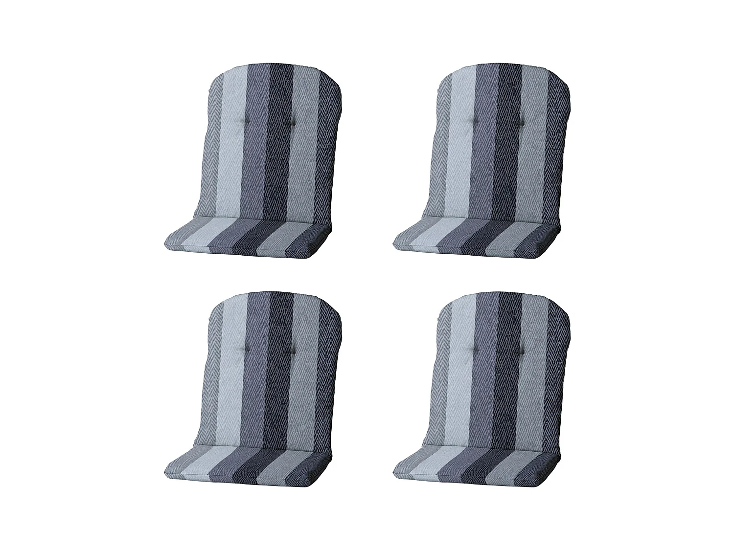 Coussin de siège baquet dossier haut Victoria gris - Env. 96x45 cm - Lot de 4