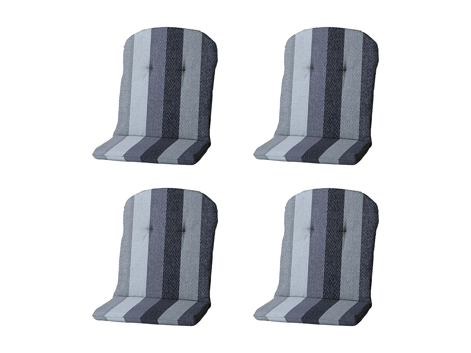 Coussin de siège baquet dossier haut Victoria gris - Env. 96x45 cm - Lot de 4