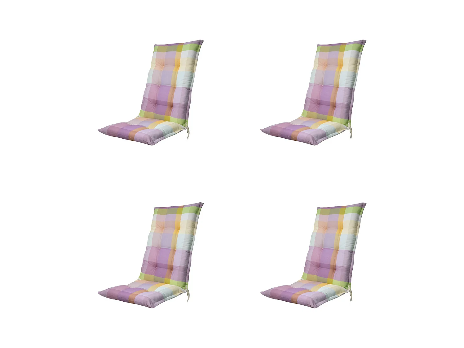 Coussin de chaise de jardin à dossier haut Sya violet - Dimensions approximatives : 123 x 50 cm - Lot de 4