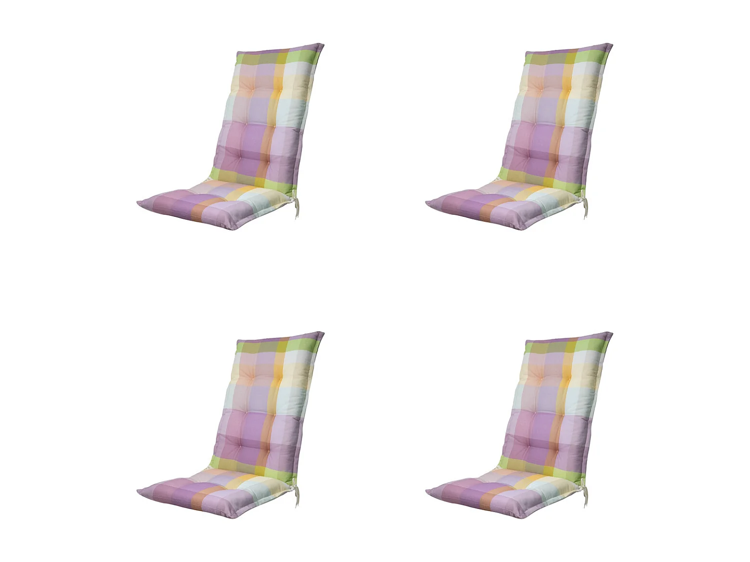 Coussin de chaise de jardin à dossier haut Sya violet - Dimensions approximatives : 123 x 50 cm - Lot de 4