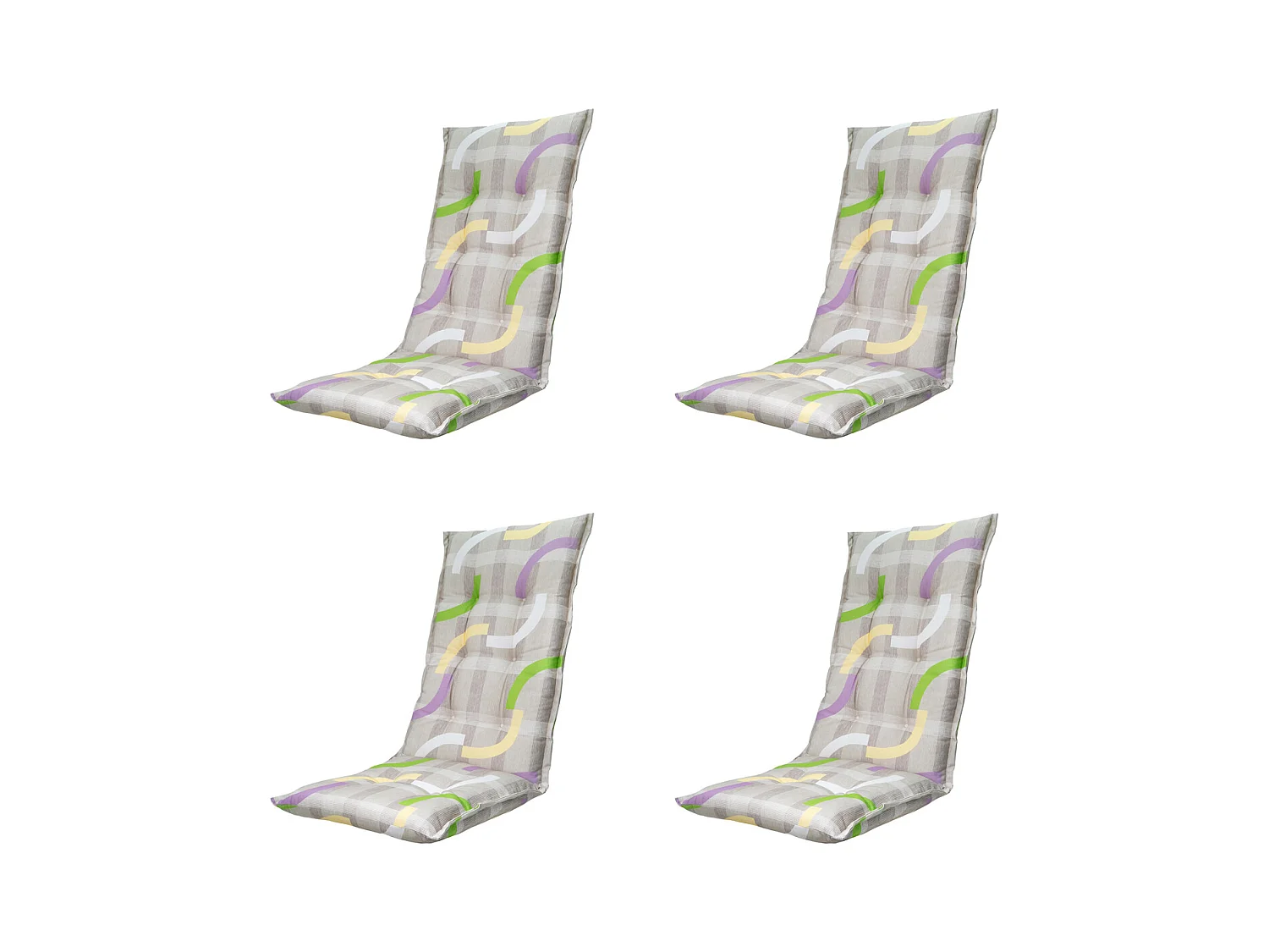 Coussin de chaise de jardin à dossier haut Tess violet - Environ 123 x 50 cm - Lot de 4