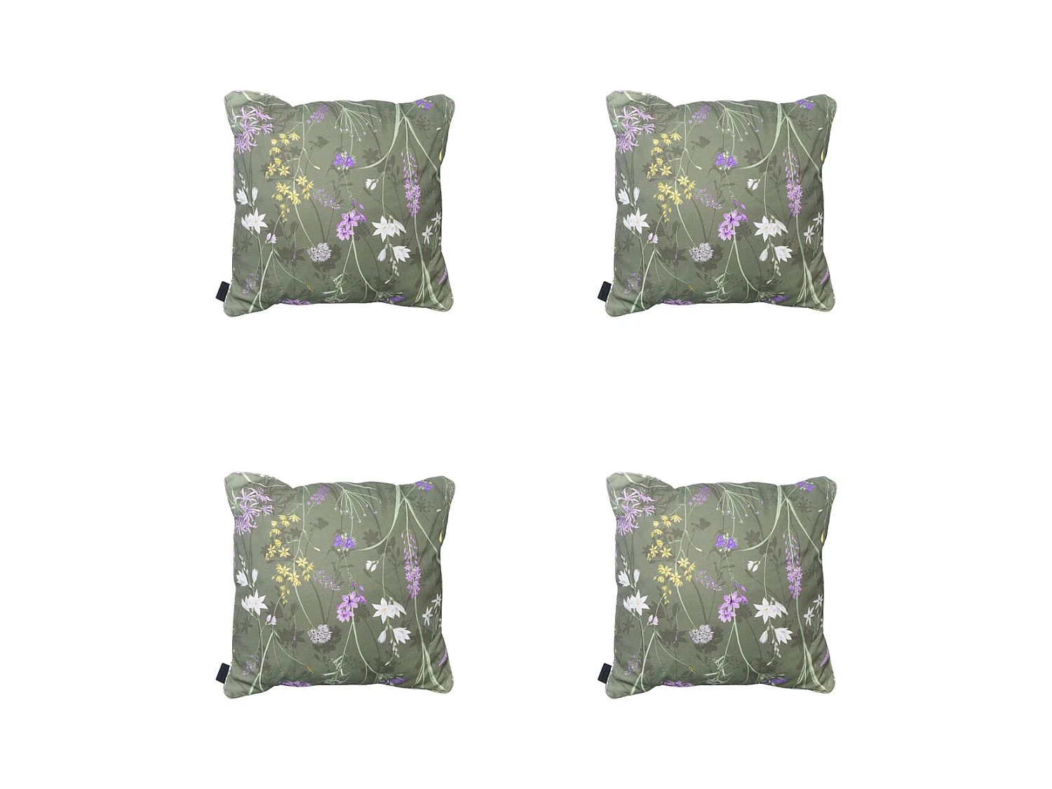 Coussin décoratif Donna vert toile éco+ - Environ 50 x 50 cm - Lot de 4