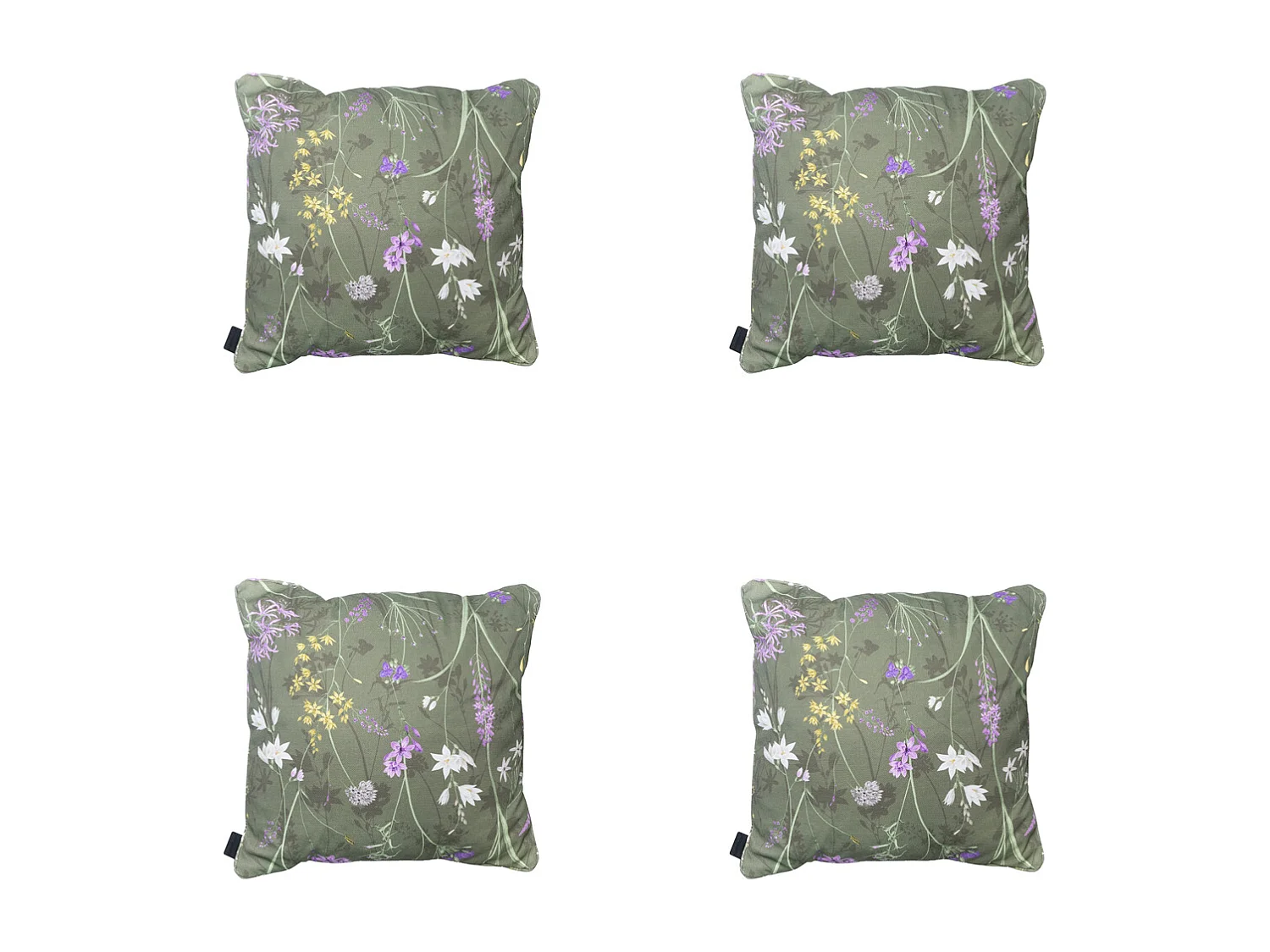 Coussin décoratif Donna vert toile éco+ - Environ 50 x 50 cm - Lot de 4