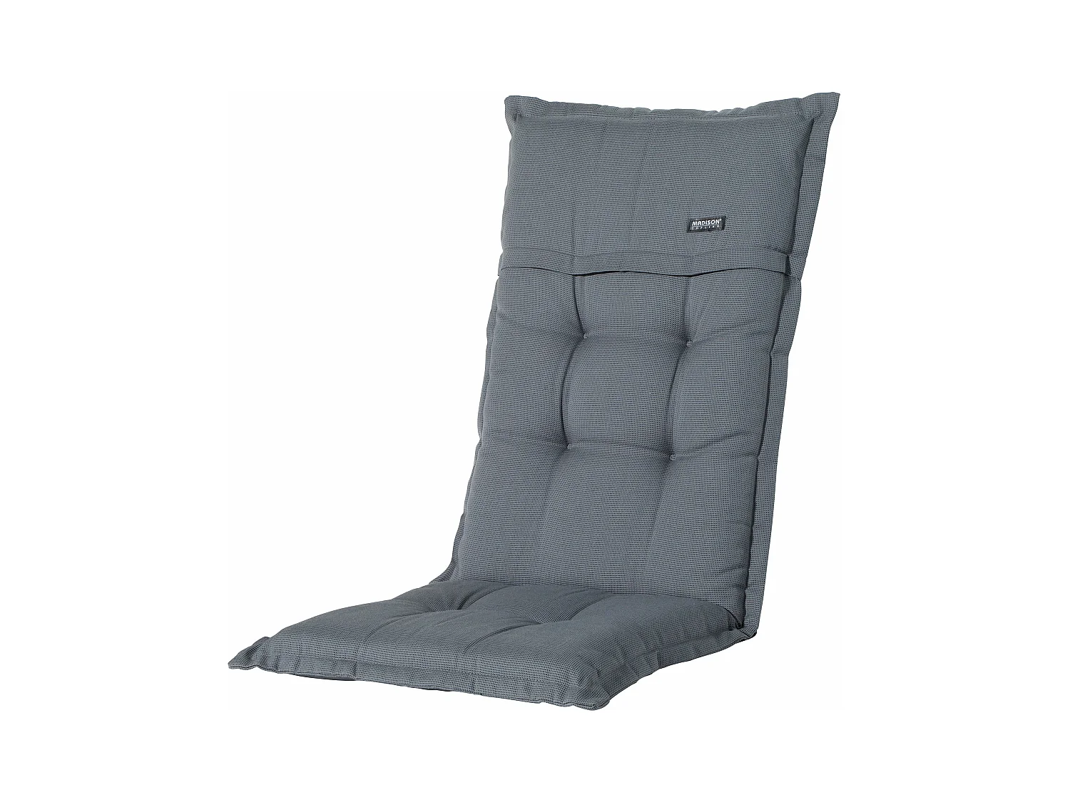Coussin de chaise de jardin à dossier haut côtelé gris - Environ 123 x 50 cm - Lot de 4