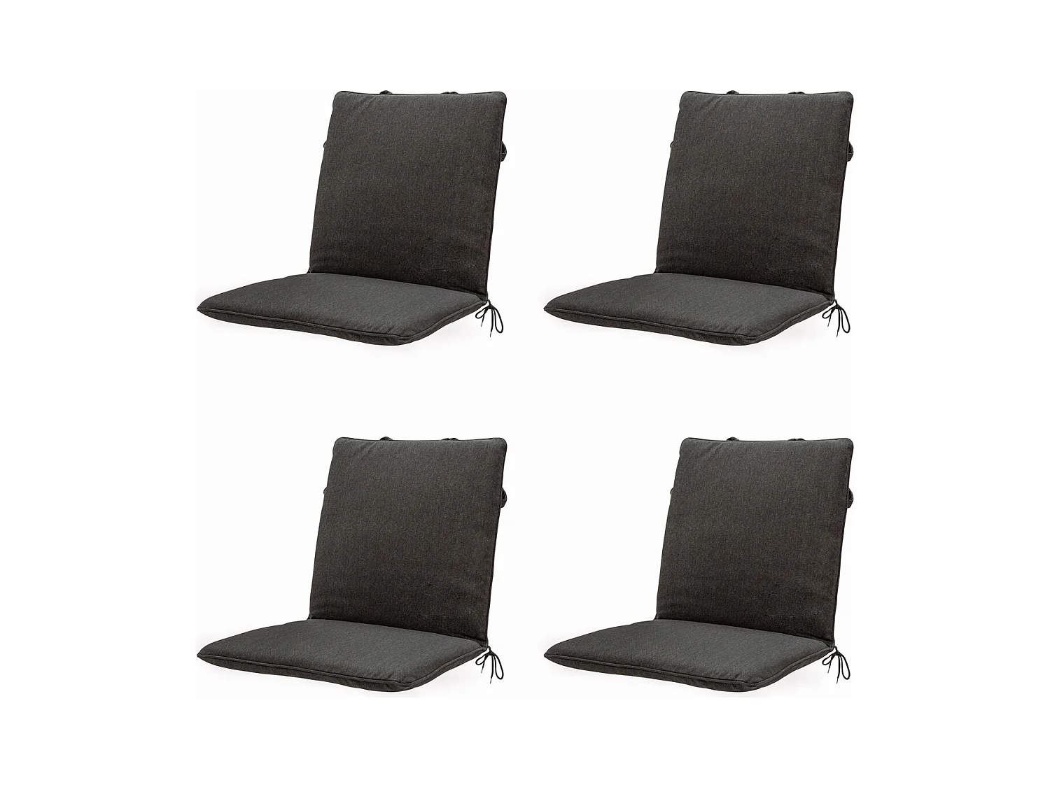 Coussin de chaise empilable en toile éco+ gris foncé - Dimensions approximatives : 97 x 49 cm - Lot de 4