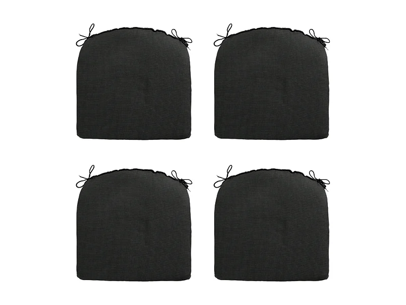 Coussin d'assise Rib noir - Environ 46x48 cm - Lot de 4