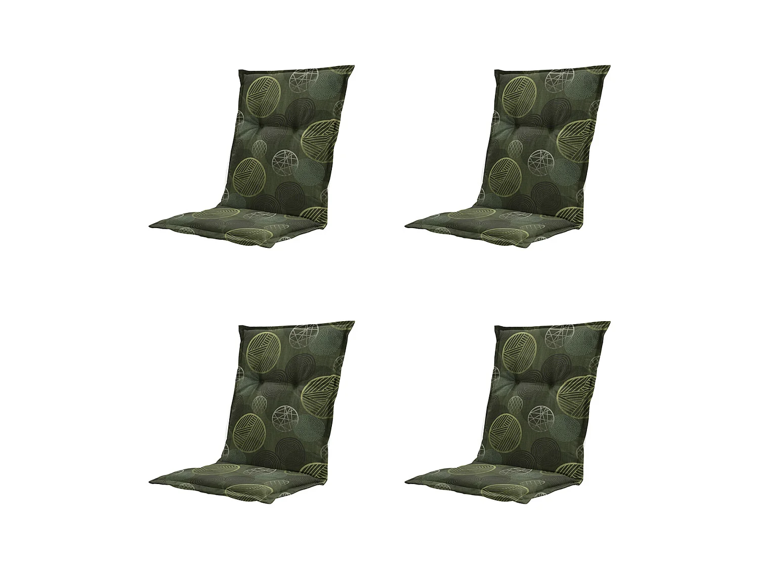 Coussin de chaise de jardin Low Back Circle vert - Environ 105 x 50 cm - Lot de 4