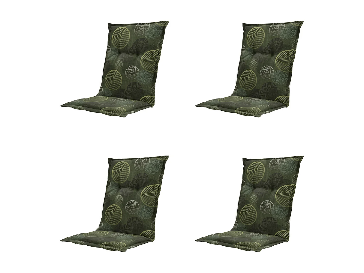 Coussin de chaise de jardin Low Back Circle vert - Environ 105 x 50 cm - Lot de 4