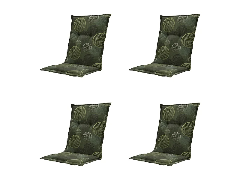 Coussin de chaise de jardin Low Back Circle vert - Environ 105 x 50 cm - Lot de 4