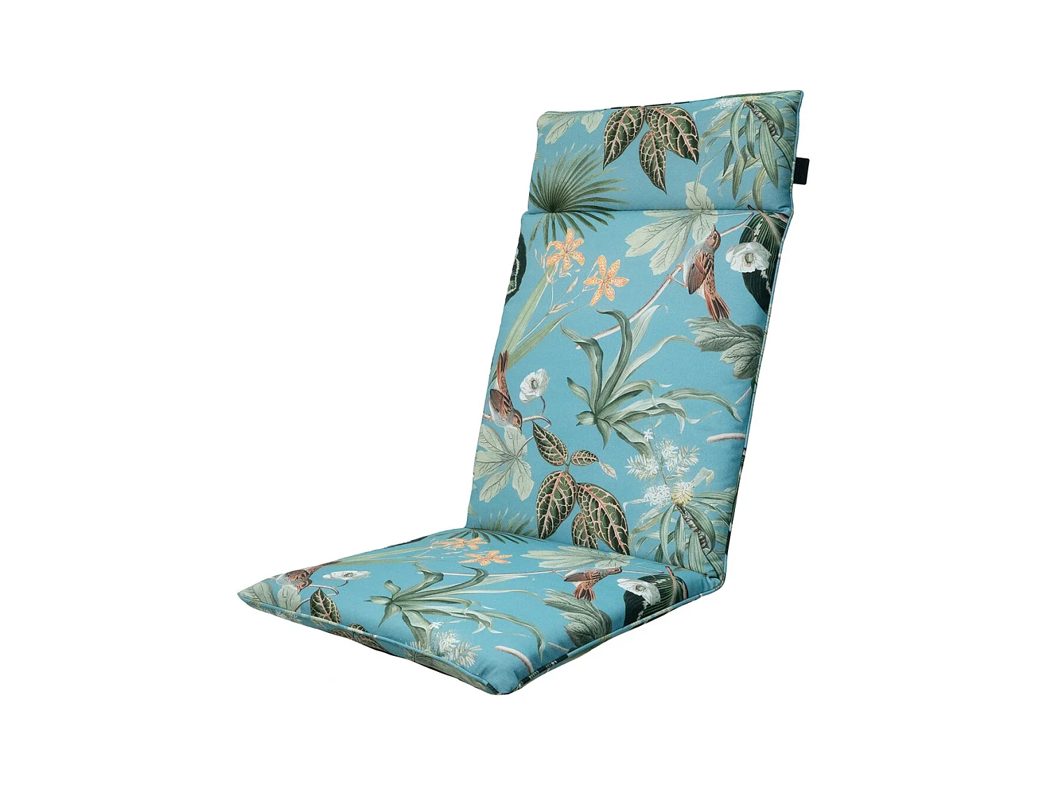 Coussin de chaise de jardin à dossier haut Grasse aqua - Env. 120 x 50 cm - Lot de 4