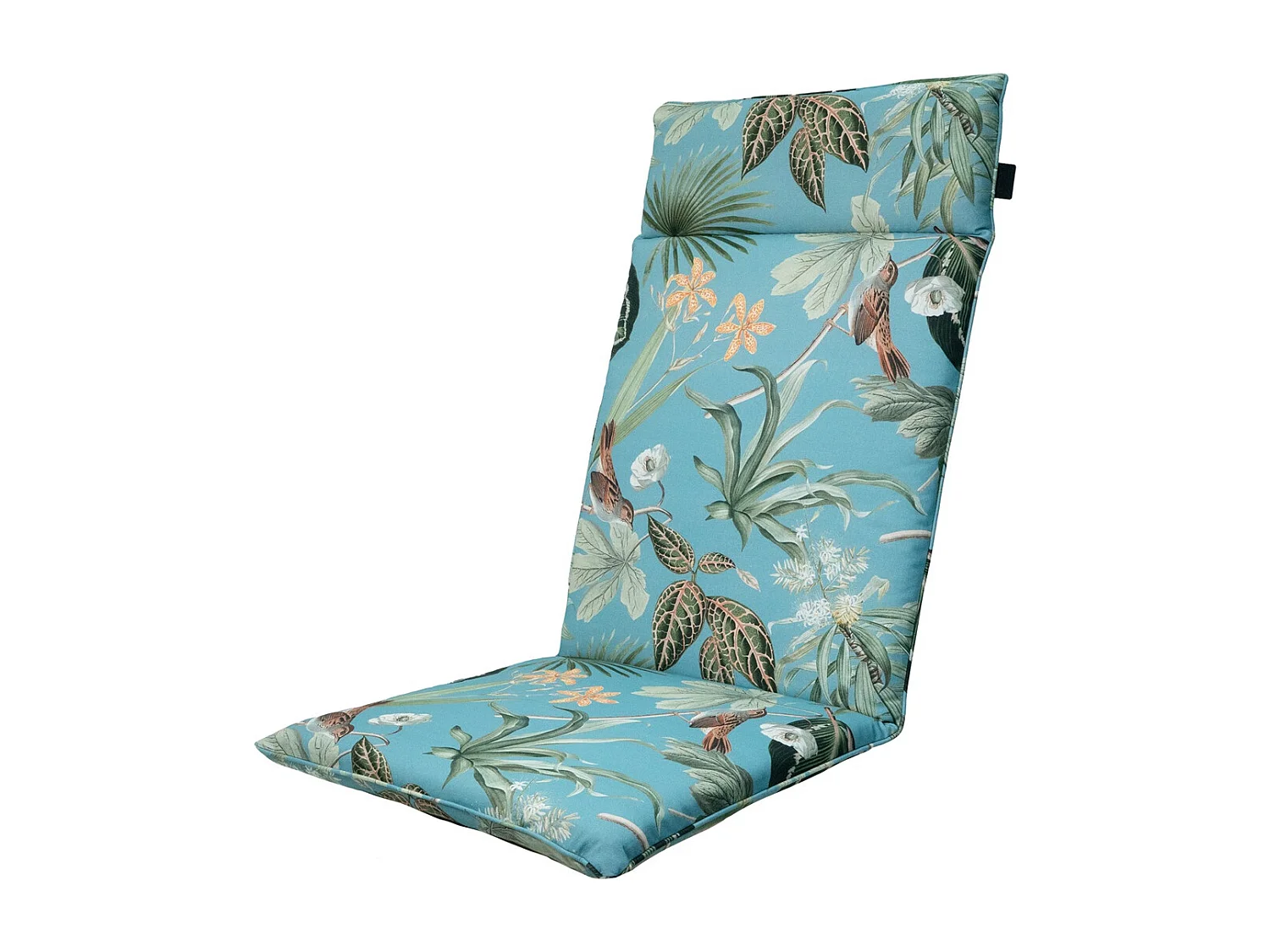 Coussin de chaise de jardin à dossier haut Grasse aqua - Env. 120 x 50 cm - Lot de 4