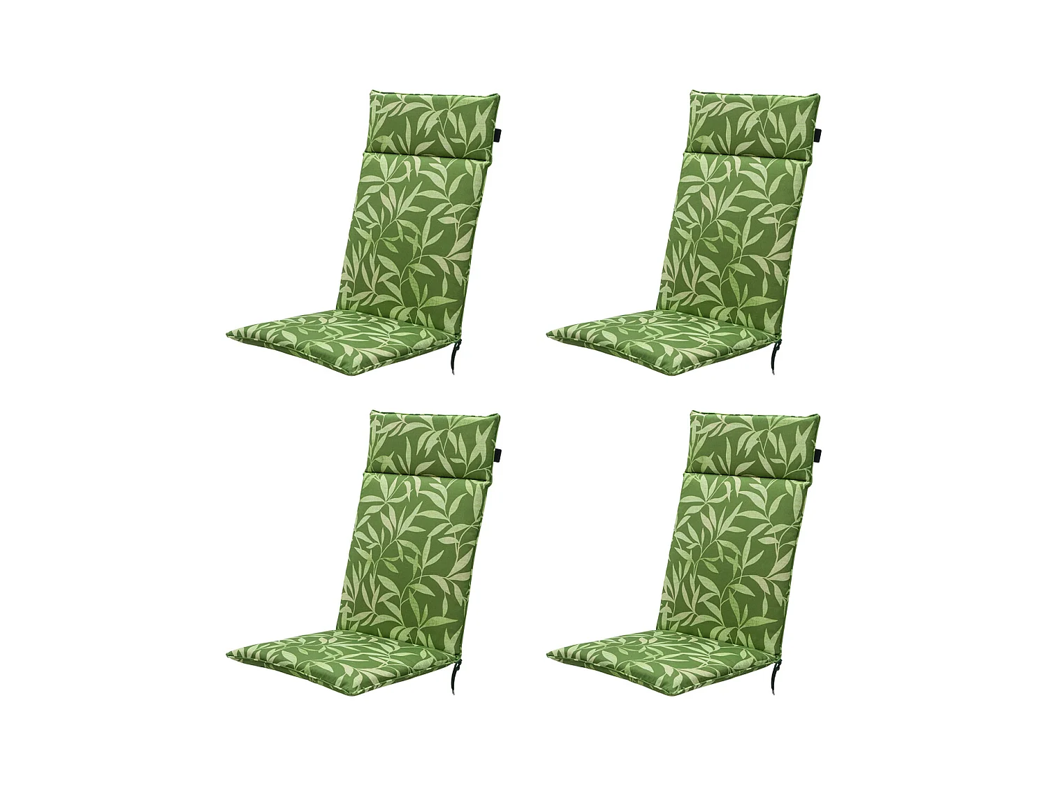 Cojín para silla de jardín con respaldo alto Fergus verde - Aprox. 120x50 cm - Juego de 4