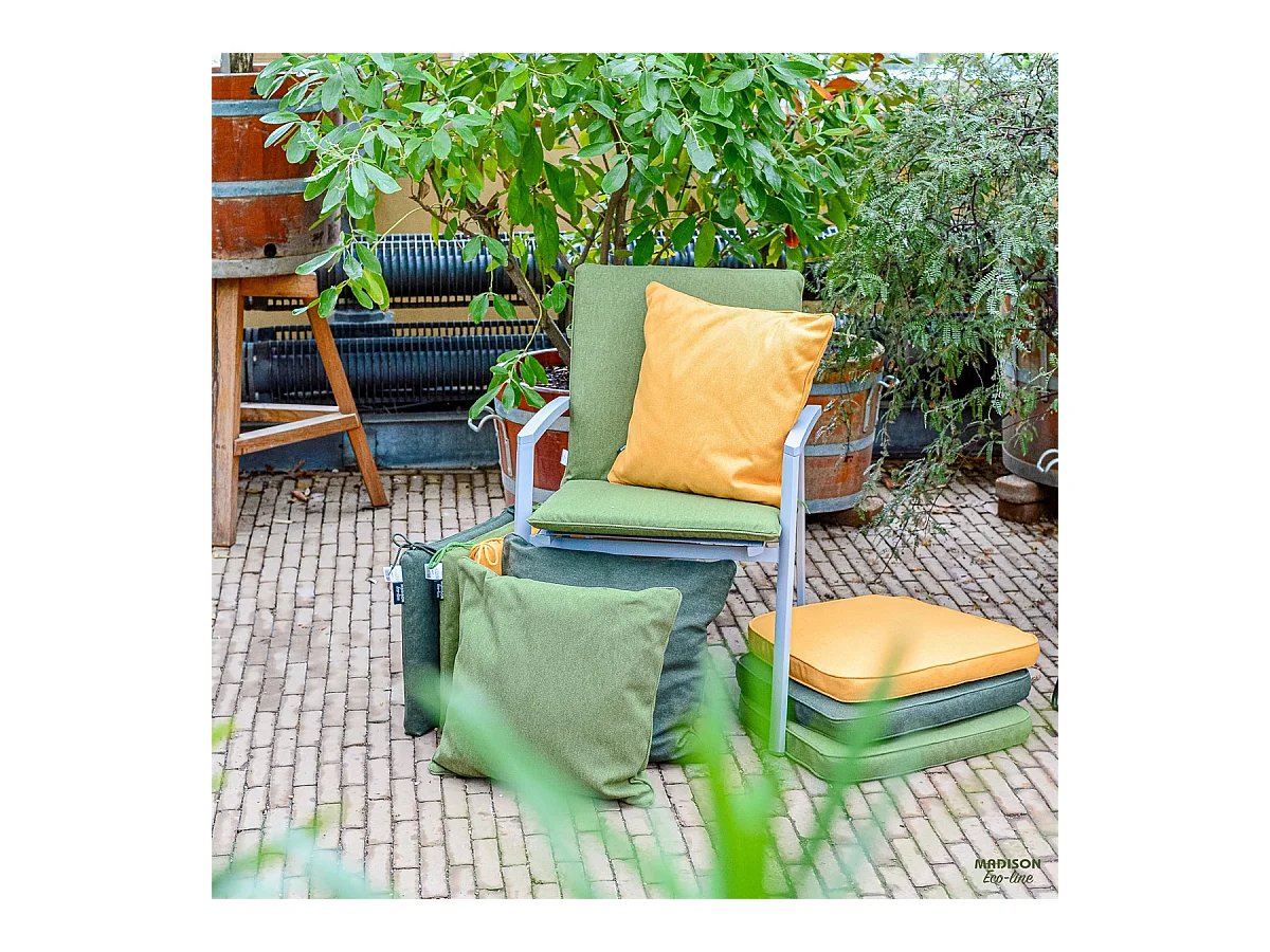 Coussin de chaise de jardin dossier haut toile dorée éco+ - Environ 120 x 50 cm - Lot de 4