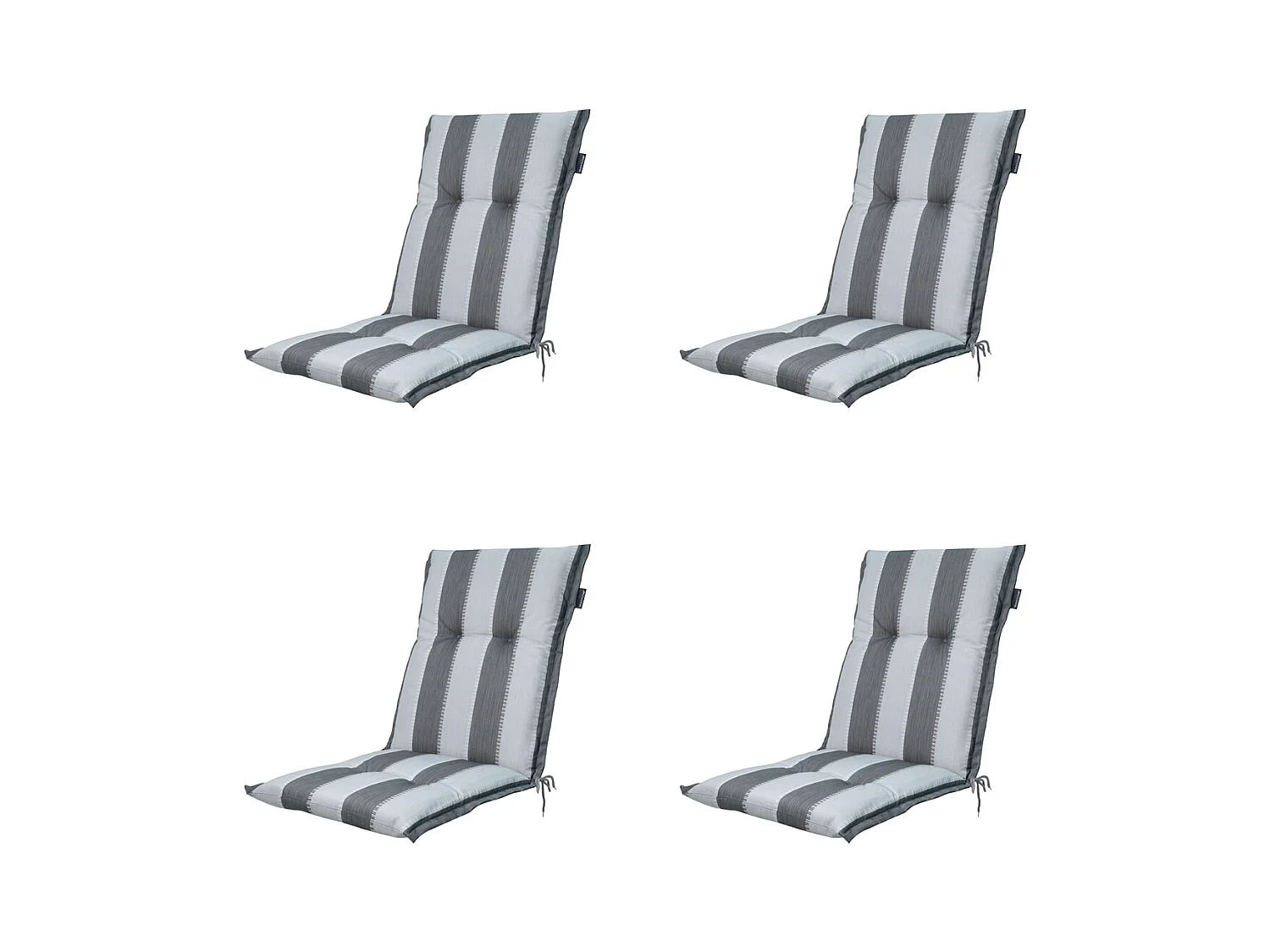 Coussin de chaise de jardin à dossier bas Banda gris - Dimensions approximatives : 105 x 50 cm - Lot de 4